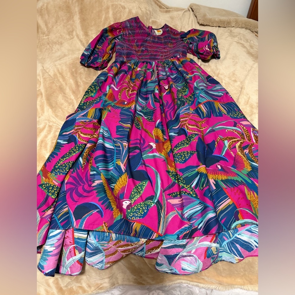 Farm Rio smocked midi dress. Size S. EUC. - Picture 4 of 8